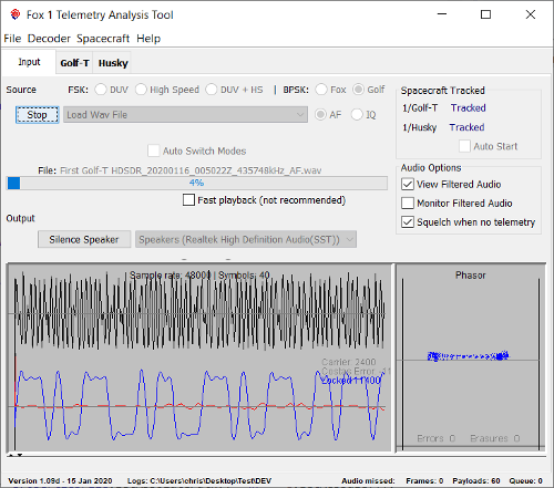 FoxTelem decoding the first Golf-T signal