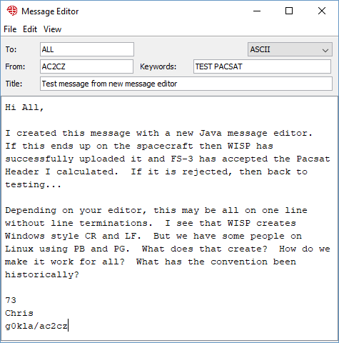 Java Pacsat Groundstation Screenshot